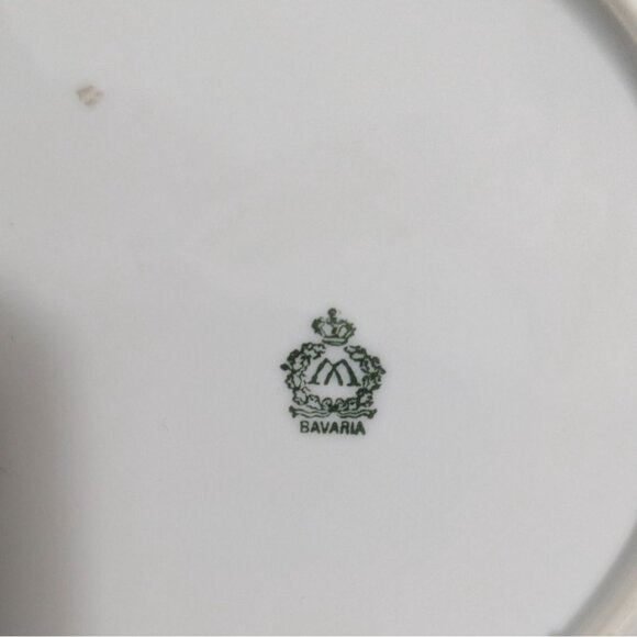 Vintage Bavaria Moschendorf Porcelain Plate Pink Rose Design Gold Trim - Picture 8 of 8